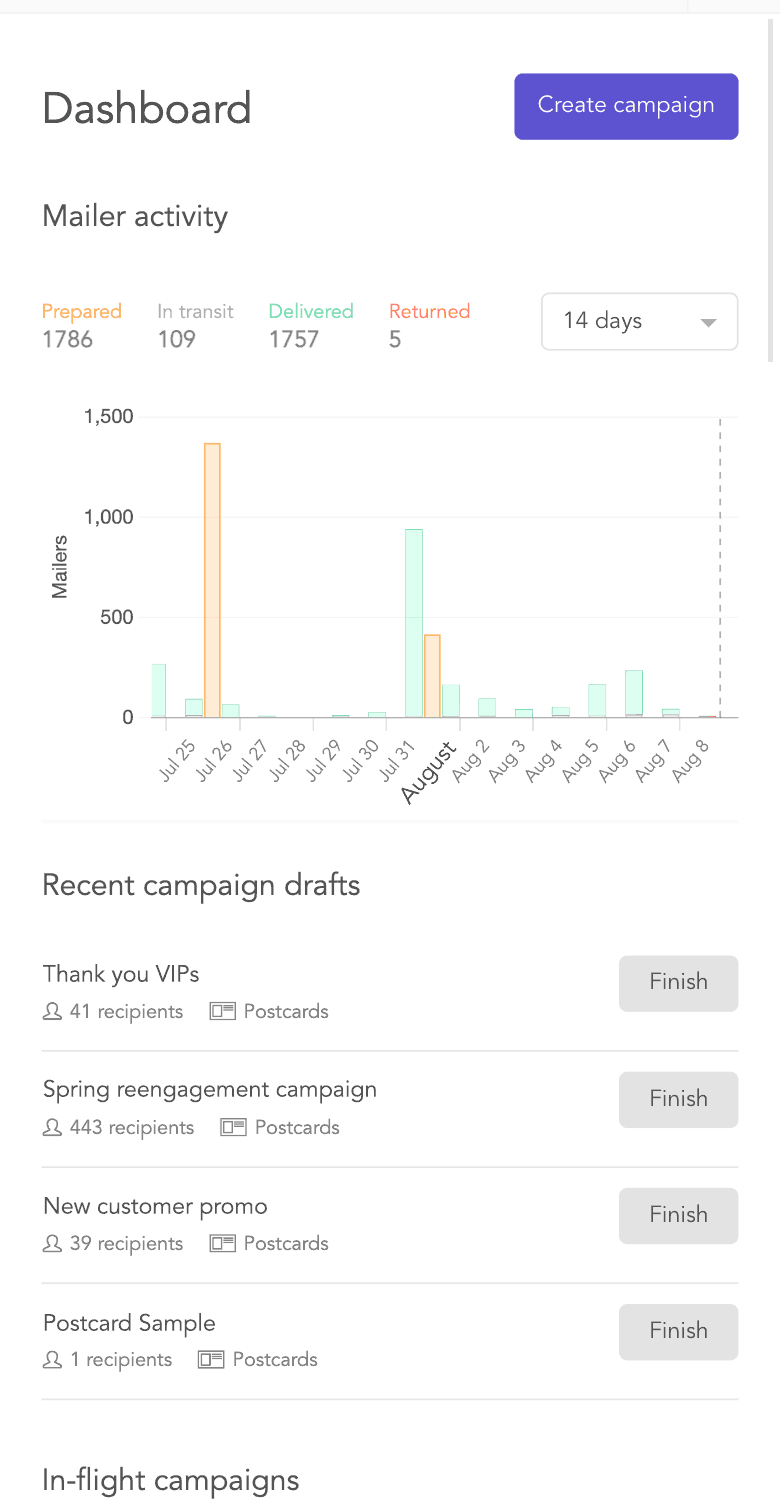 Dashboard on mobile