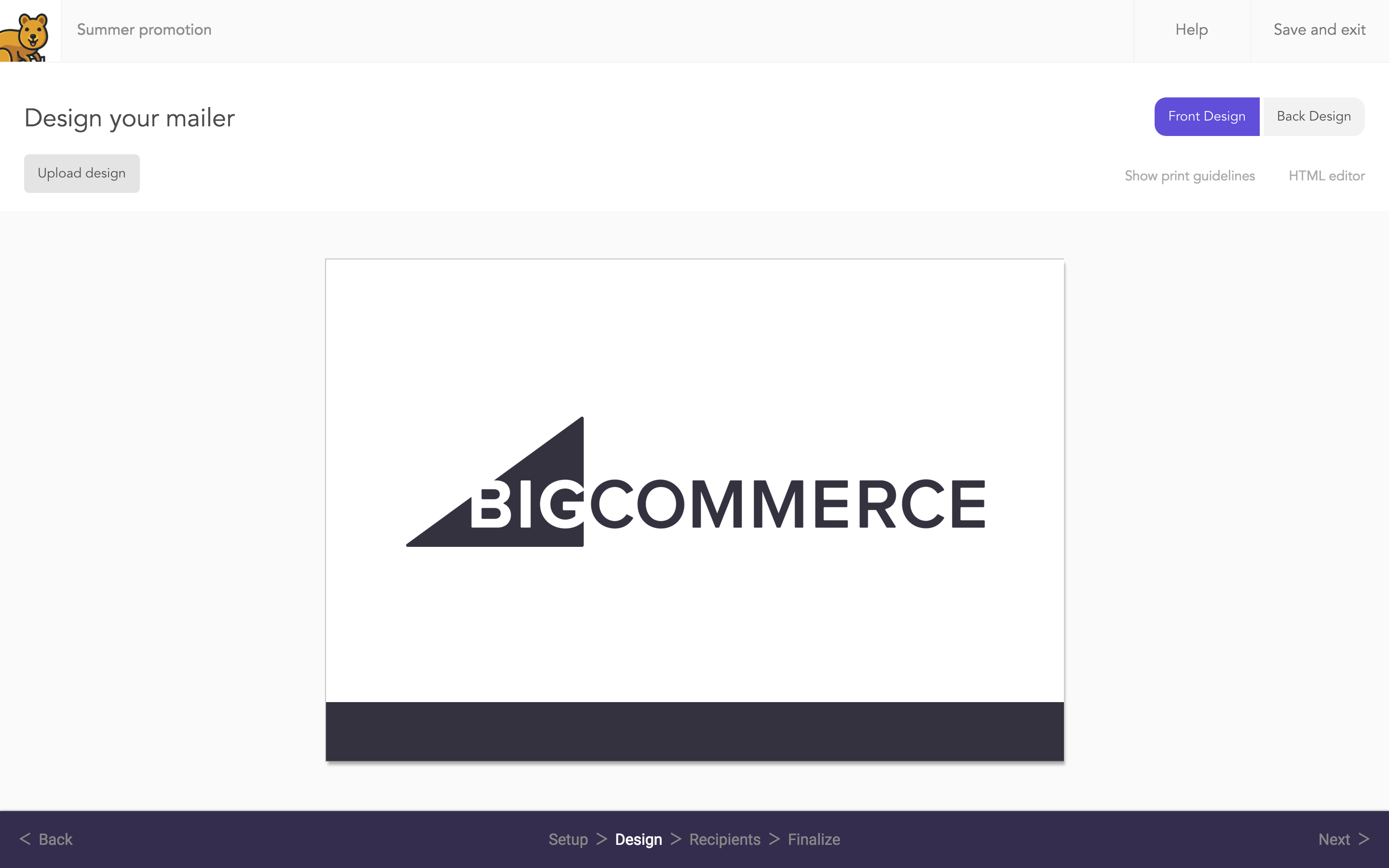 Postcard marketing for BigCommerce