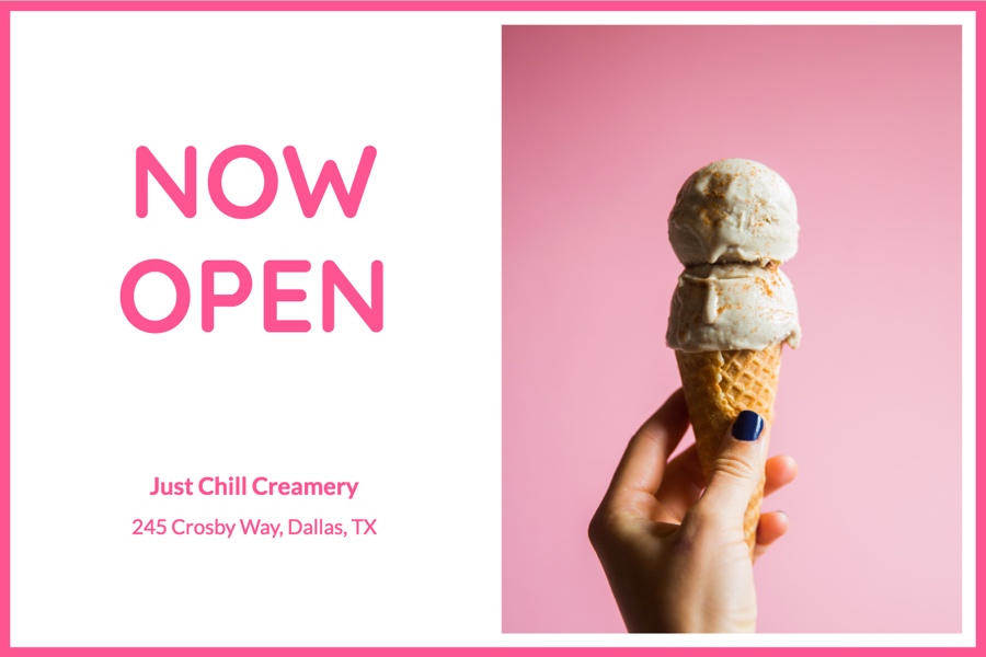 Ice Cream Just Opened Postcard Template