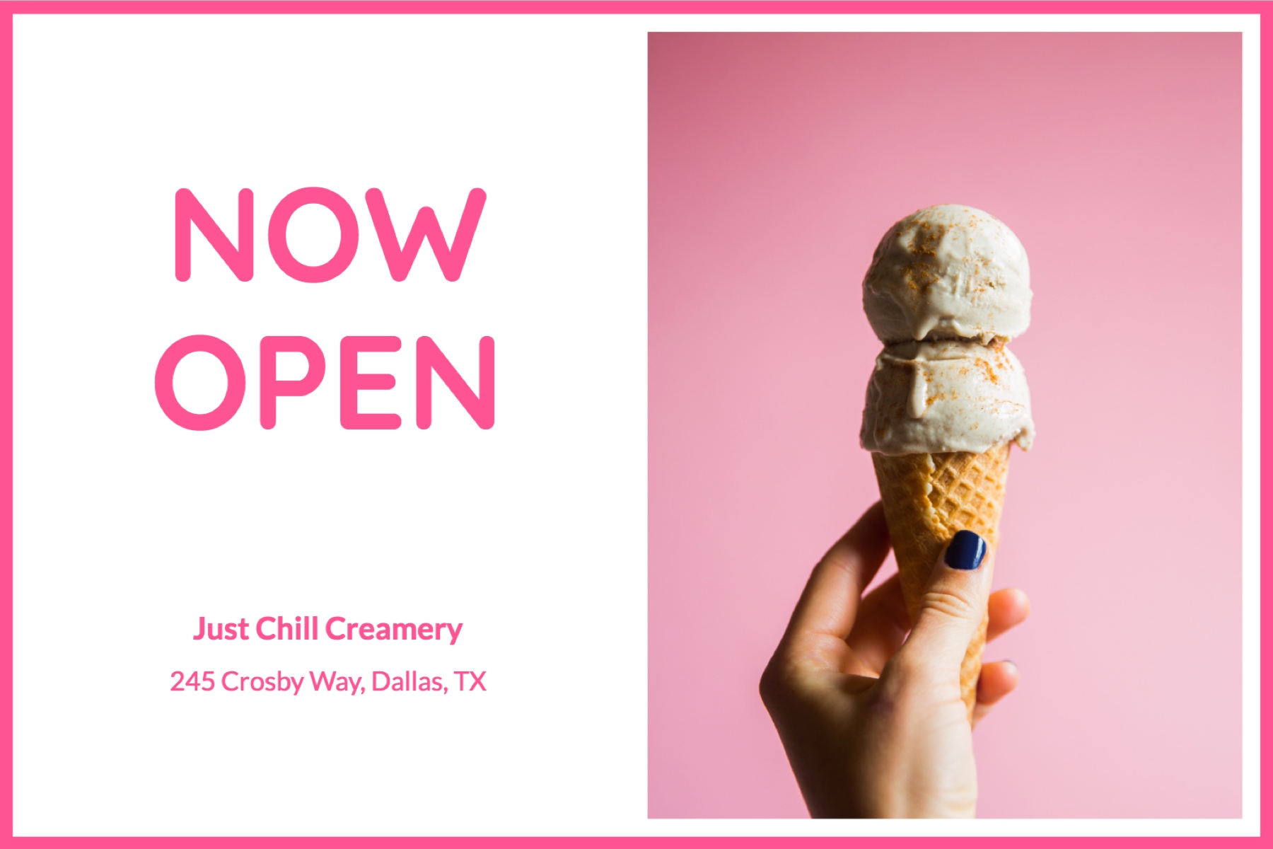 Ice cream just opened free postcard template Mailjoy
